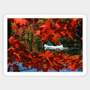 Scenic Fall canoeing Sticker